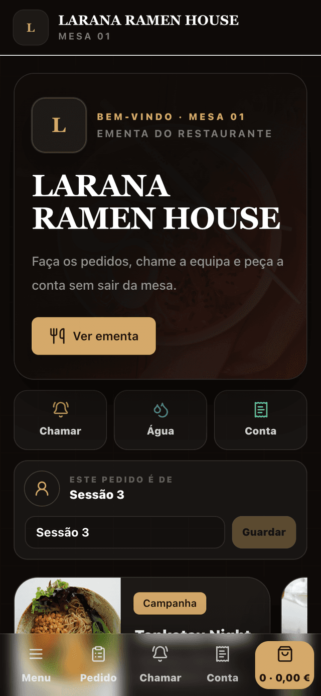 Cardápio do cliente